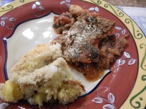 Eggplant and baked fish