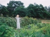 Scarecrow in spring garden